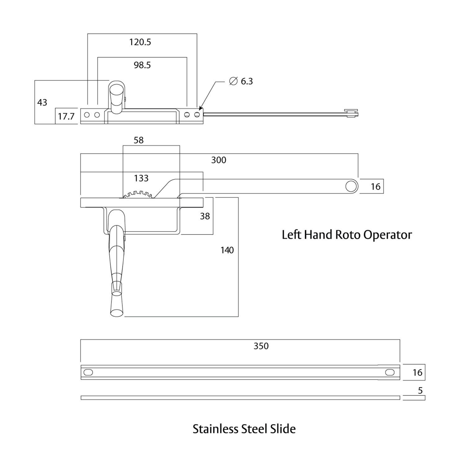 Whitco Roto Operator W330411 Casement Window Winder Complete Set LH ...