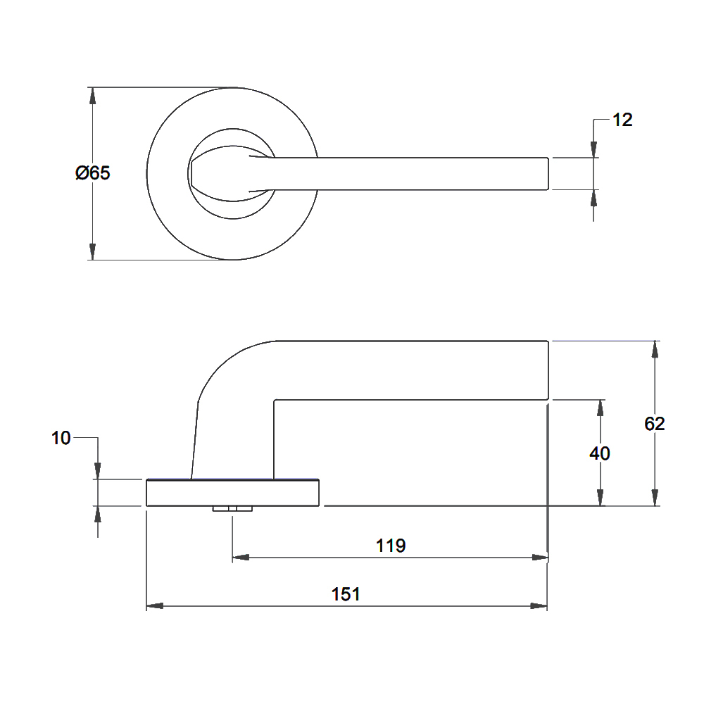 Dormakaba Vision Round Rose Passage Leverset 65mm Satin Chrome 8600/1SX ...