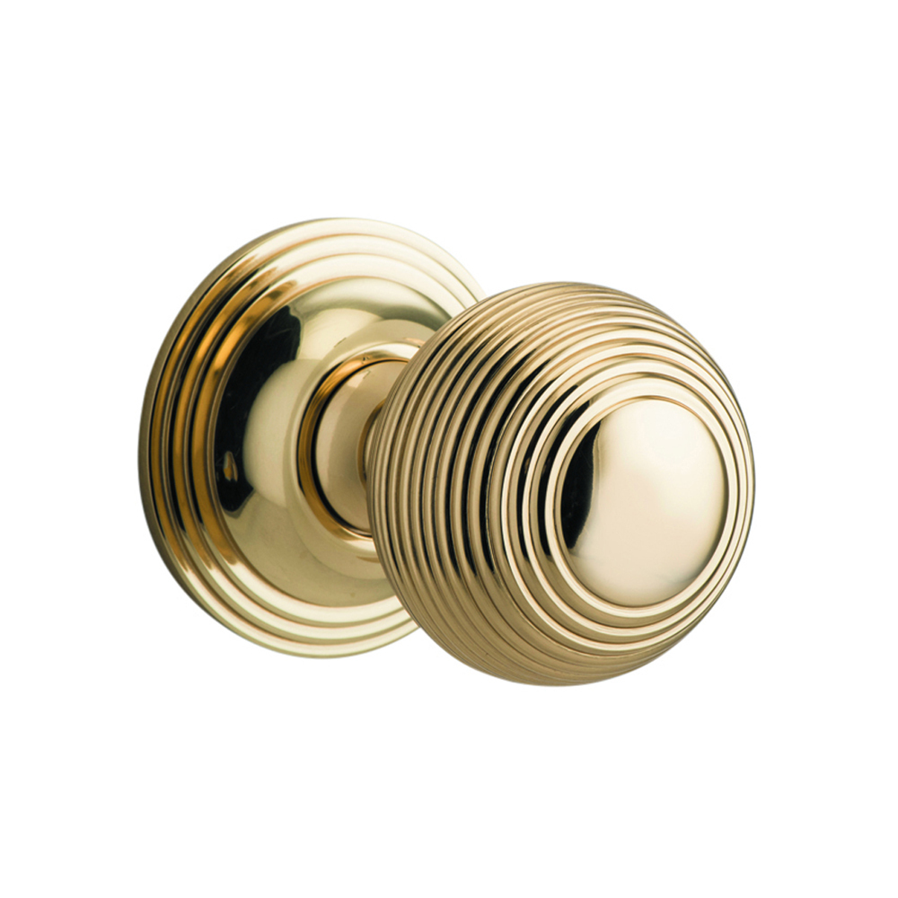 Iver Guildford Door Knob on Round Rose Polished Brass 0220 | Keeler ...