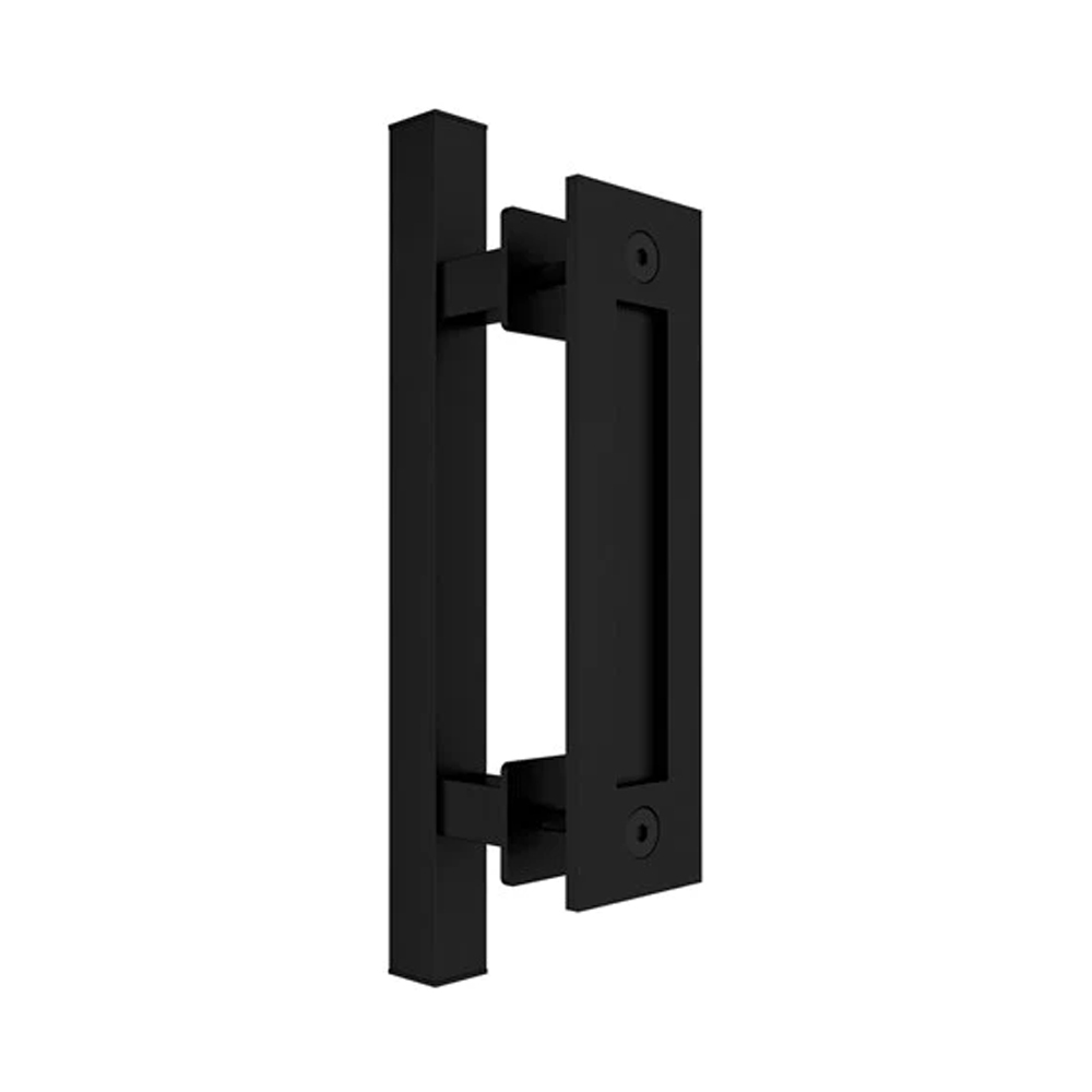 Mappas Barn Square Door Handle Set 305mm with Flush Pull Black ...