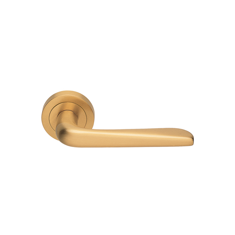 Manital Petra Door Handle Lever Set on Round Rose 50mm Satin Brass PE5 ...