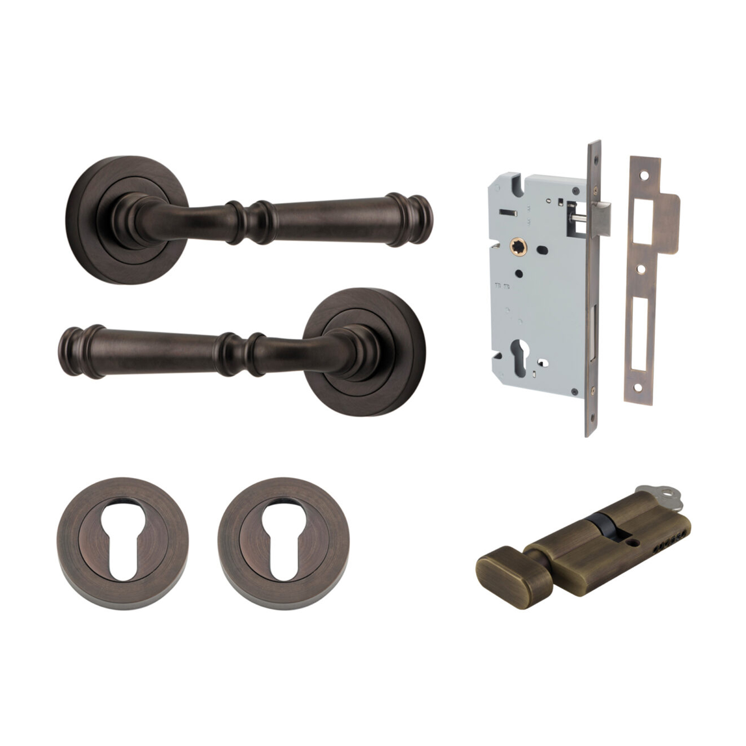 Iver Verona Door Lever on Round Rose Entrance Kit Key/Thumb Signature ...