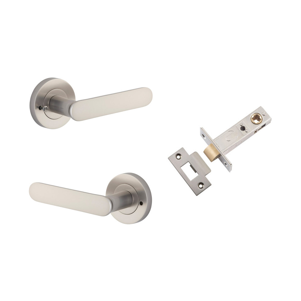 Iver Bronte Door Lever on Round Rose Inbuilt Privacy Kit 60mm Backset