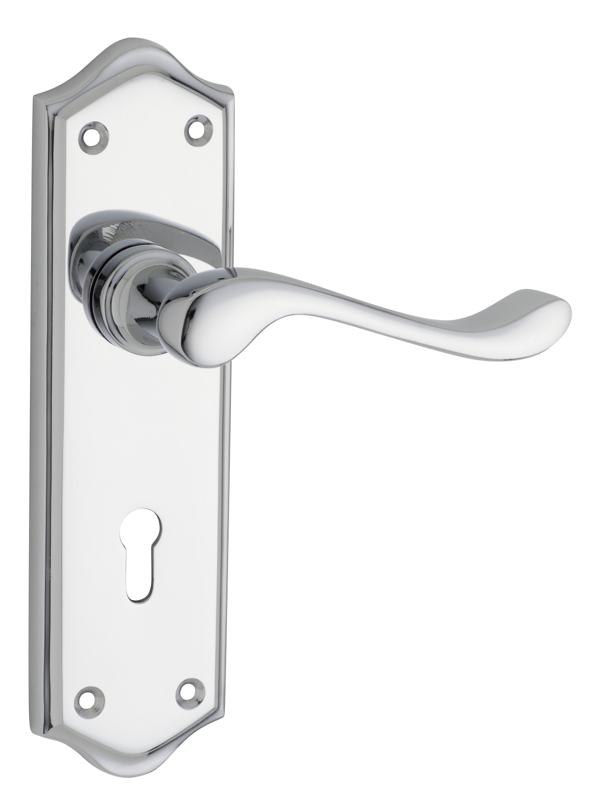 Tradco Henley Door Lever Handle on Shouldered Backplate Lock Chrome ...