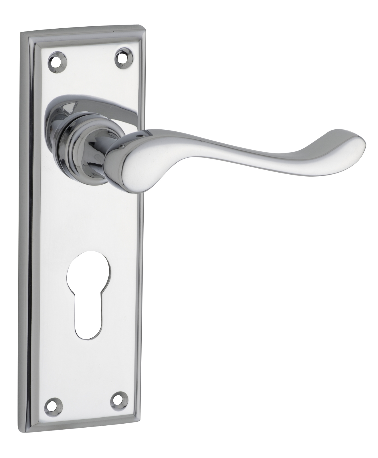 Tradco Camden Lever Handle on Rectangular Backplate Euro Chrome Plated ...