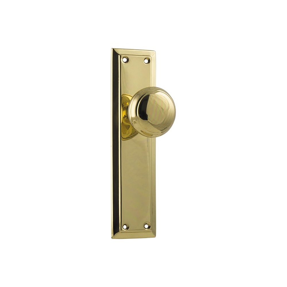 Tradco Richmond Door Knob on Long Backplate Passage Polished Brass 0981 ...