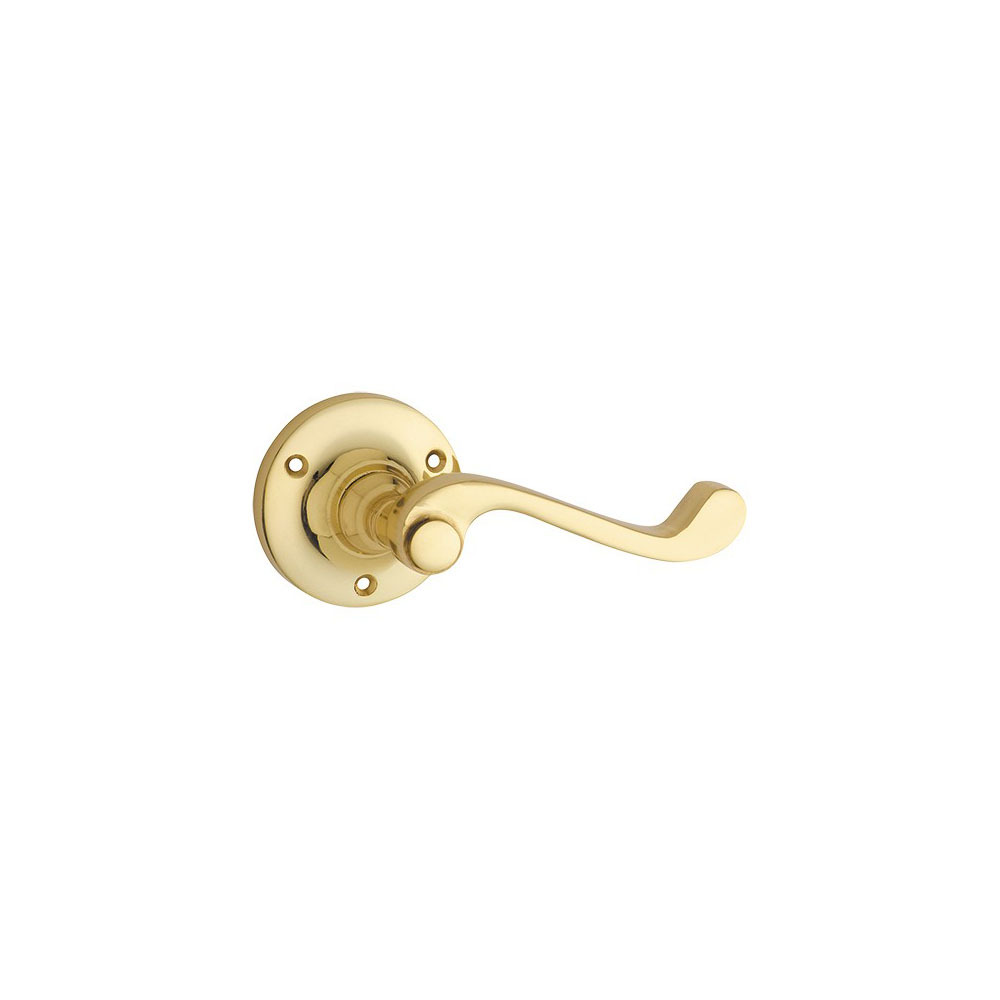 Tradco Milton Door Lever Handle On Rose Polished Brass 1007 Keeler