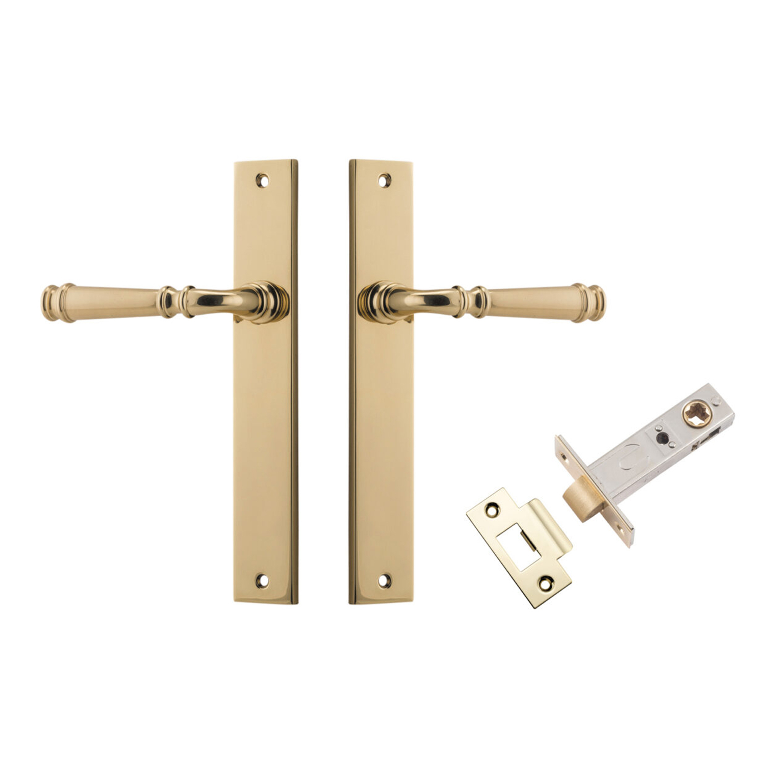 Iver Verona Lever Handle on Rectangular Backplate Passage Kit Polished ...