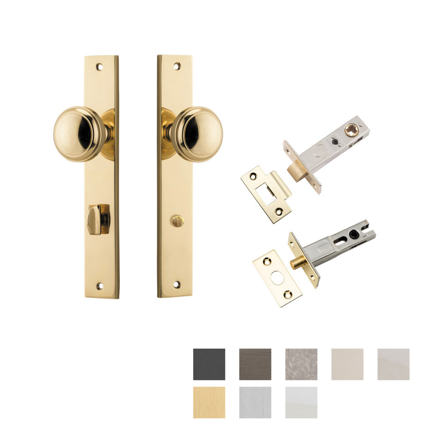Rectangular Sliding Door Pull Privacy Kit with Privacy Turn - Brushed Brass  - Iver