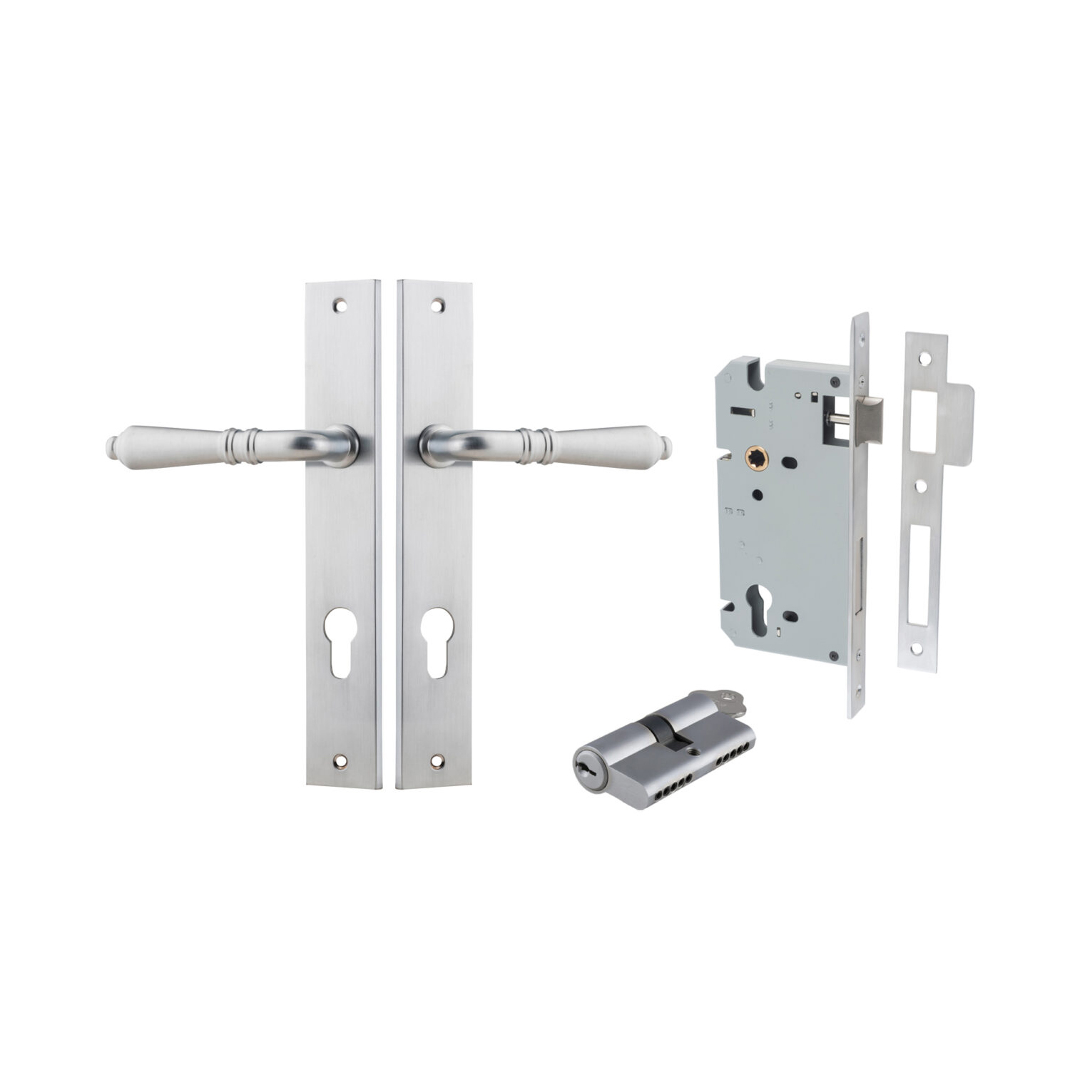 Iver Sarlat Lever on Rectangular Backplate Entrance Kit Key/Key Brushed ...