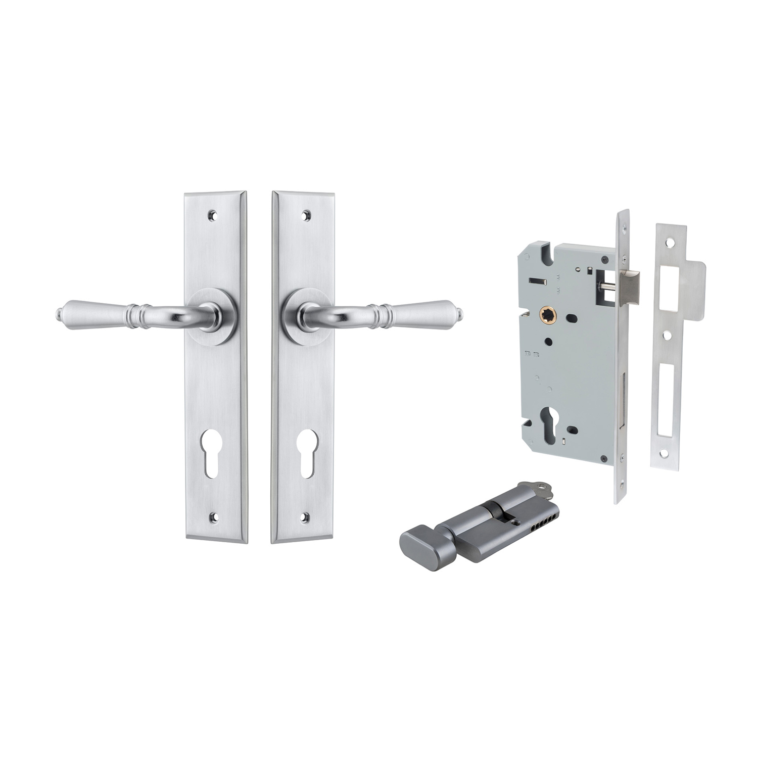 Iver Sarlat Lever on Chamfered Backplate Entrance Kit Key/Thumb Brushed ...