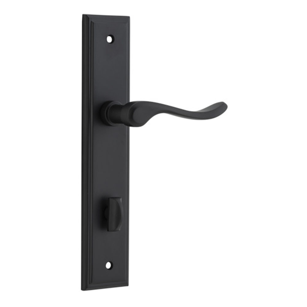 Iver Stirling Door Lever Handle on Stepped Backplate Privacy Matt Black ...