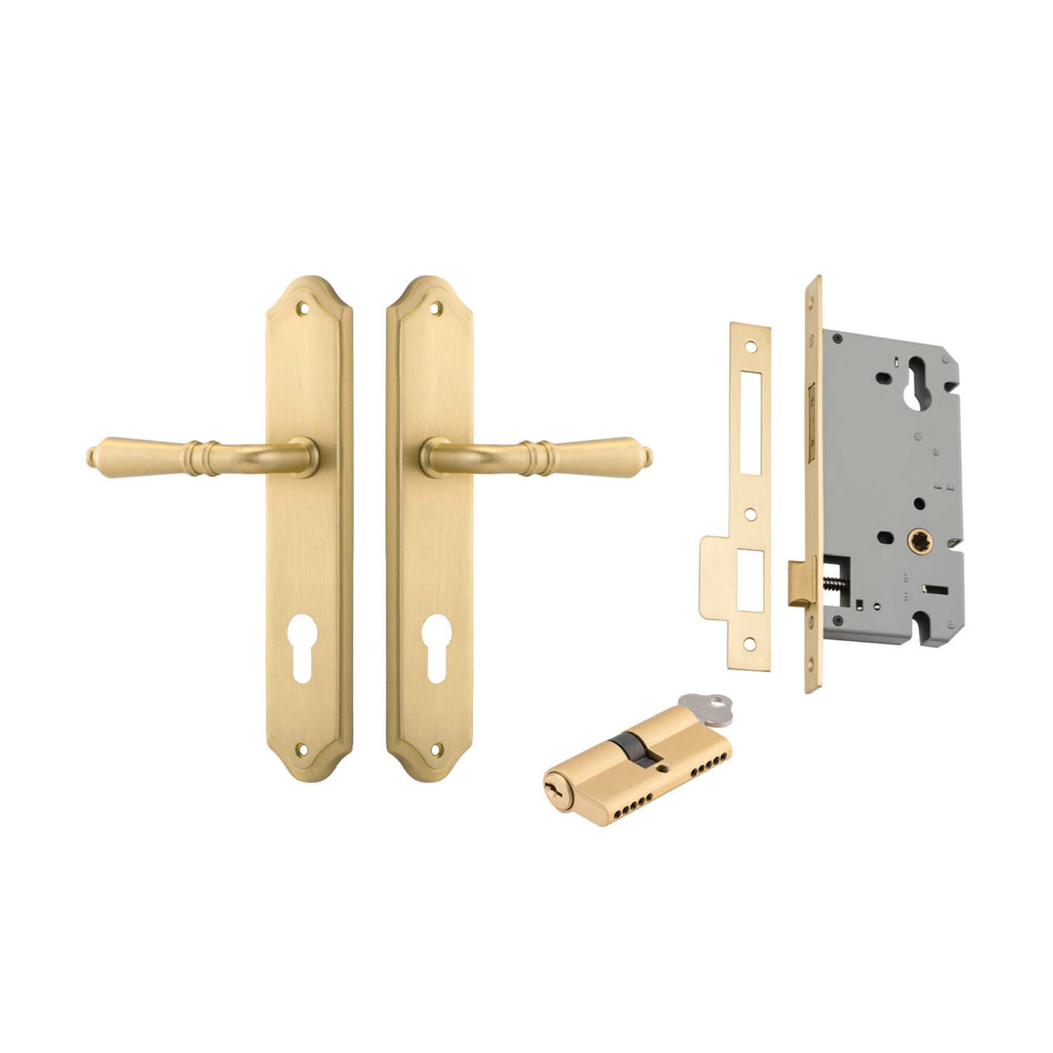 Iver Sarlat Lever on Shouldered Backplate Entrance Kit Key/Key Brushed ...