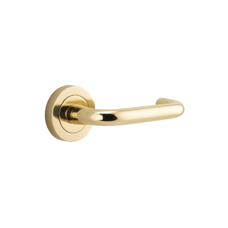 Iver Oslo Door Lever Handle on Round Rose Polished Brass 57mm x 52mm ...