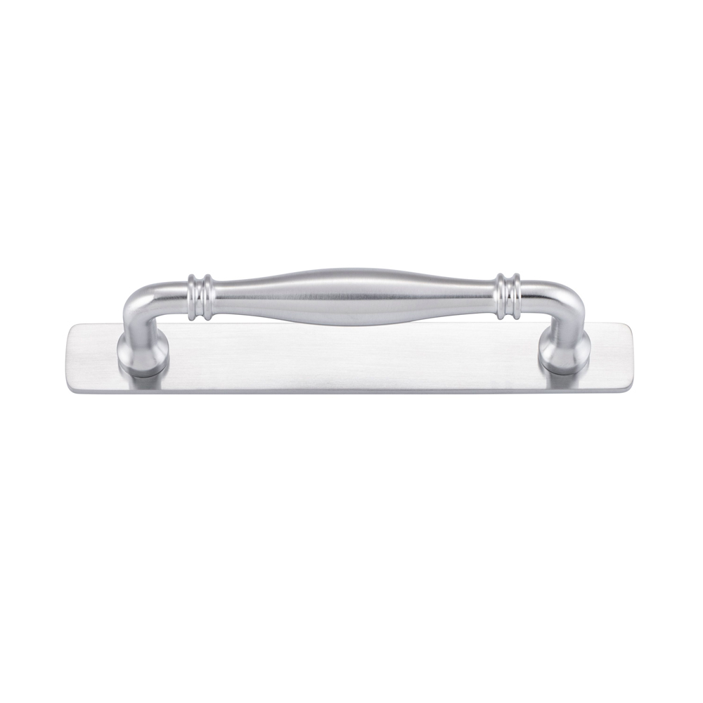 Iver Sarlat Cabinet Pull Handle with Backplate CTC 128mm Brushed Chrome ...