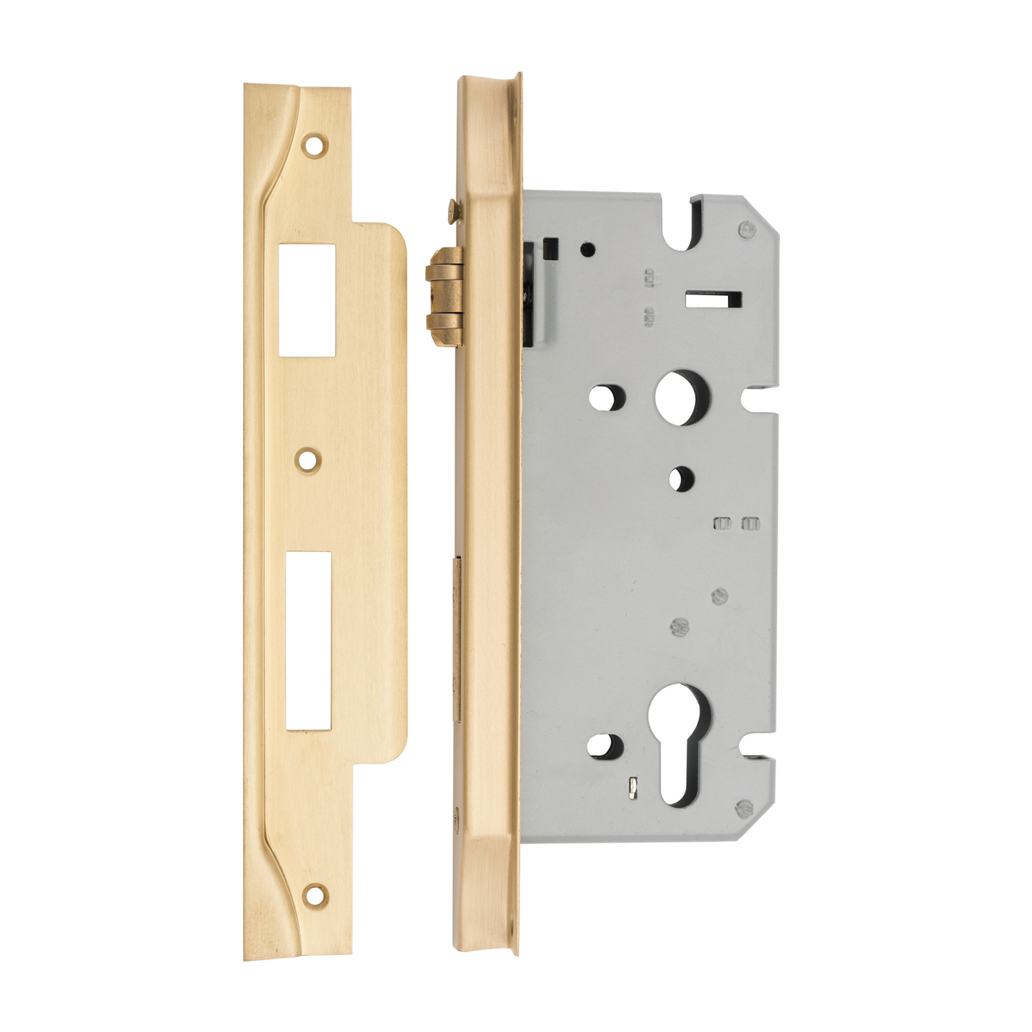 Iver Rebated Euro Roller Mortice Lock Brushed Brass 60mm Backset 6113 ...