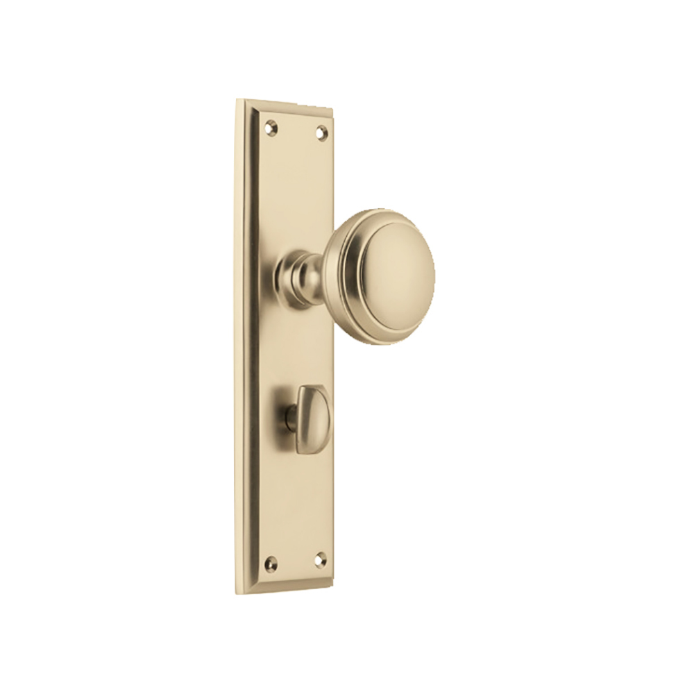 Tradco Milton Knob On Long Backplate Privacy Satin Brass 6646p 