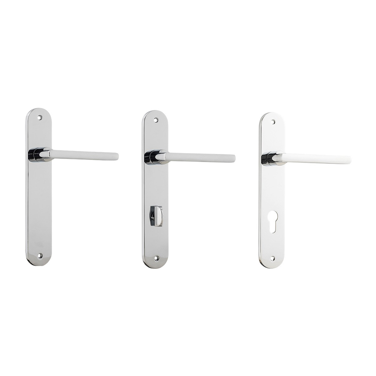 Iver Baltimore Door Lever Handle On Oval Backplate Chrome Plated