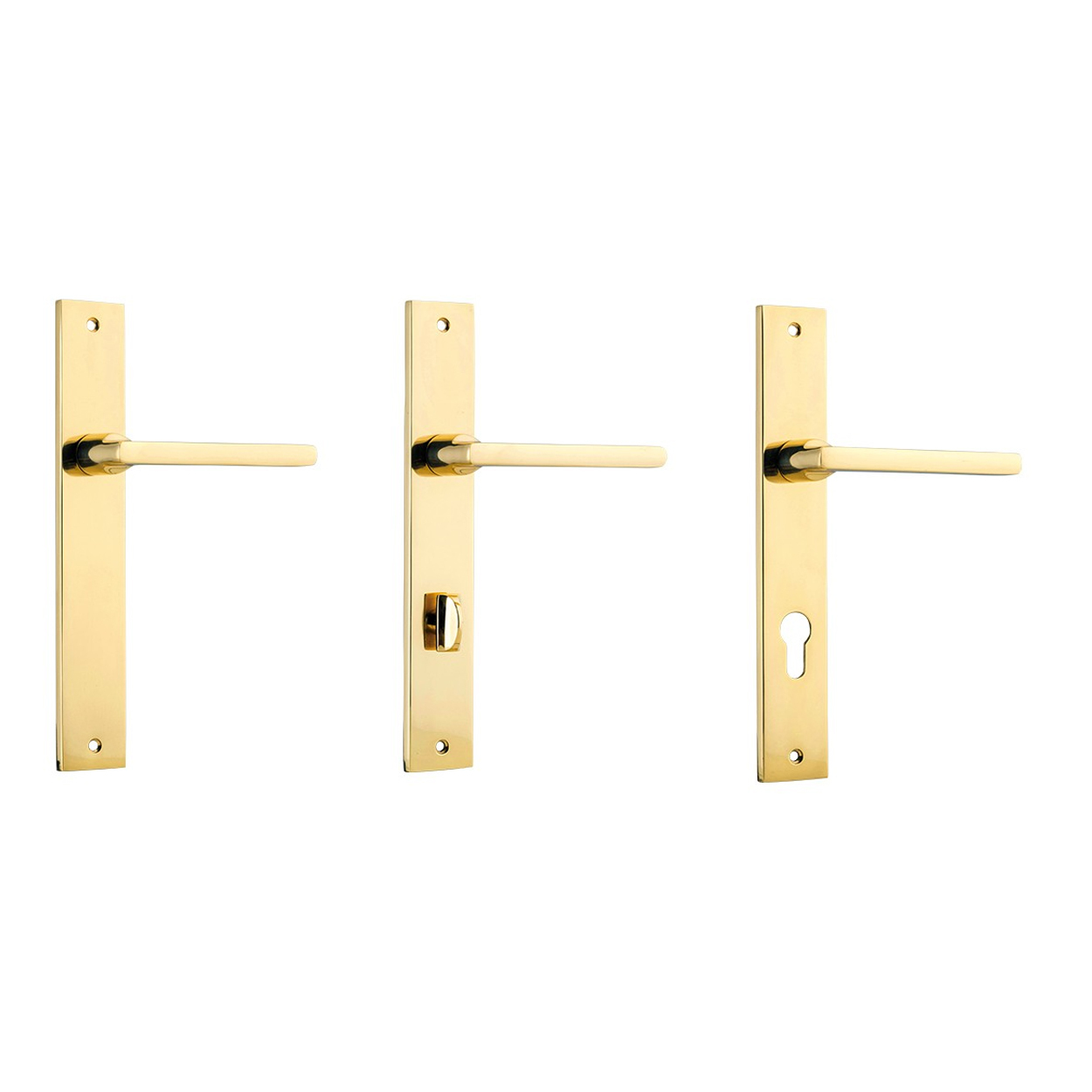 Iver Baltimore Door Lever Handle On Rectangular Backplate Polished