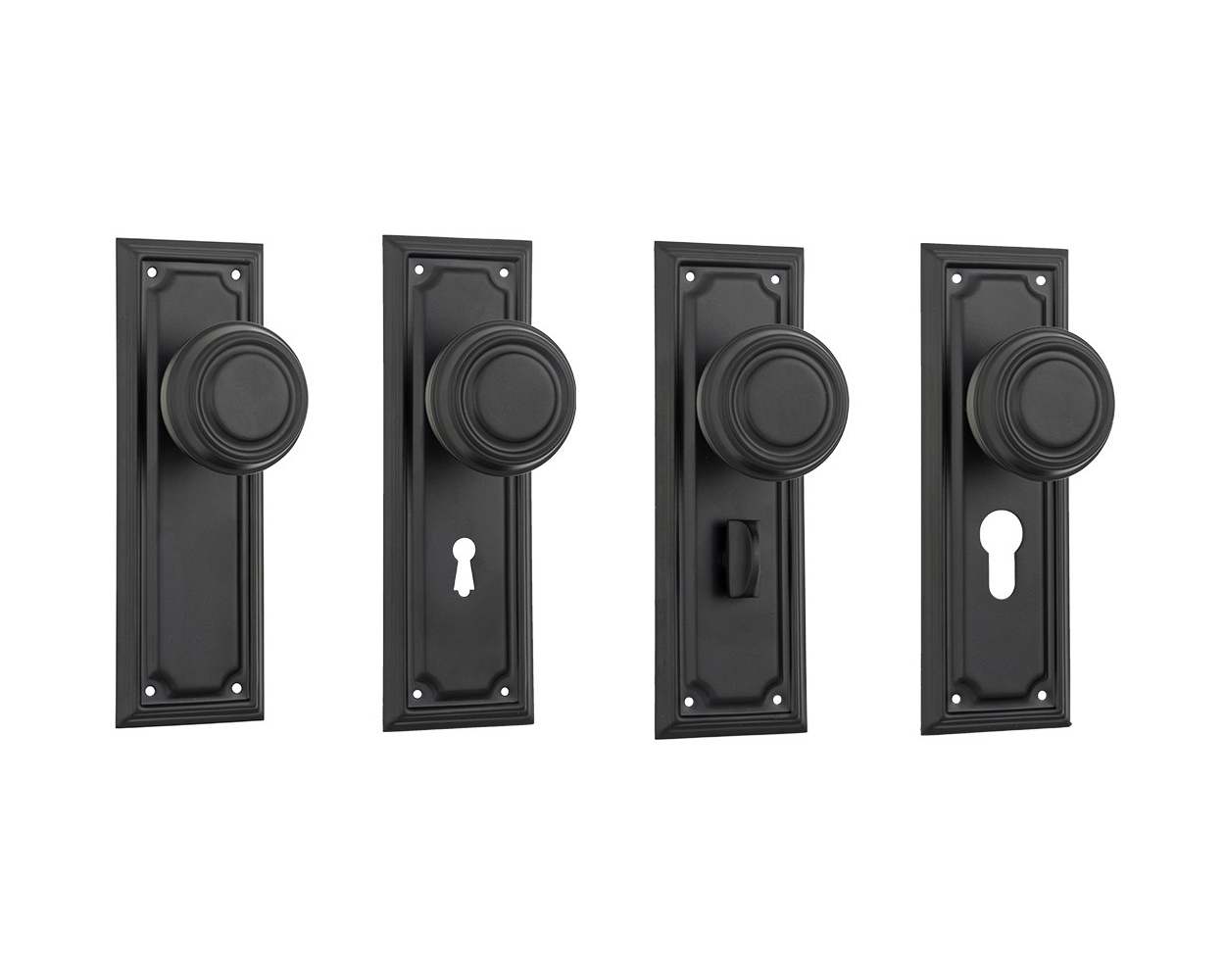 black interior doors knobs with backplate
