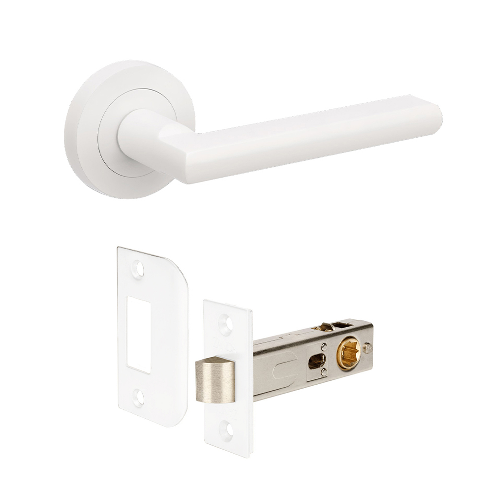 Zanda Epic Door Lever Handle on Round Rose Privacy Set Matt White 10022 ...