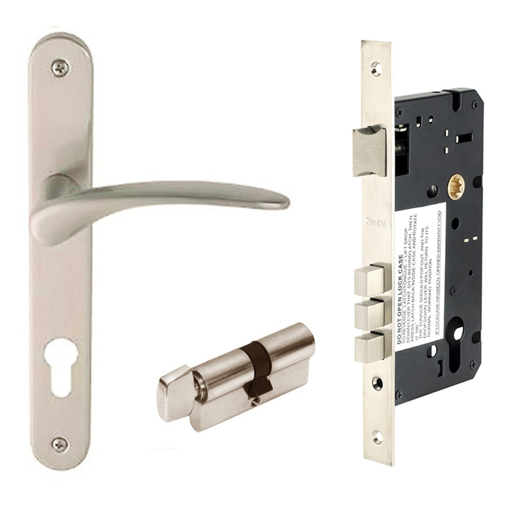 Zanda Apollo Longplate Lever Entrance Set 70mm Key/Turn Brushed Nickel ...