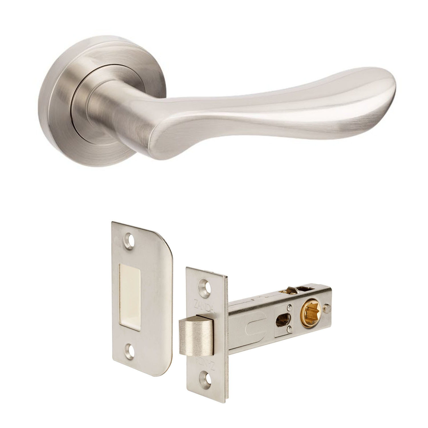 Zanda Juno Door Handle Lever Passage Set Satin Chrome 7036SC | Keeler ...