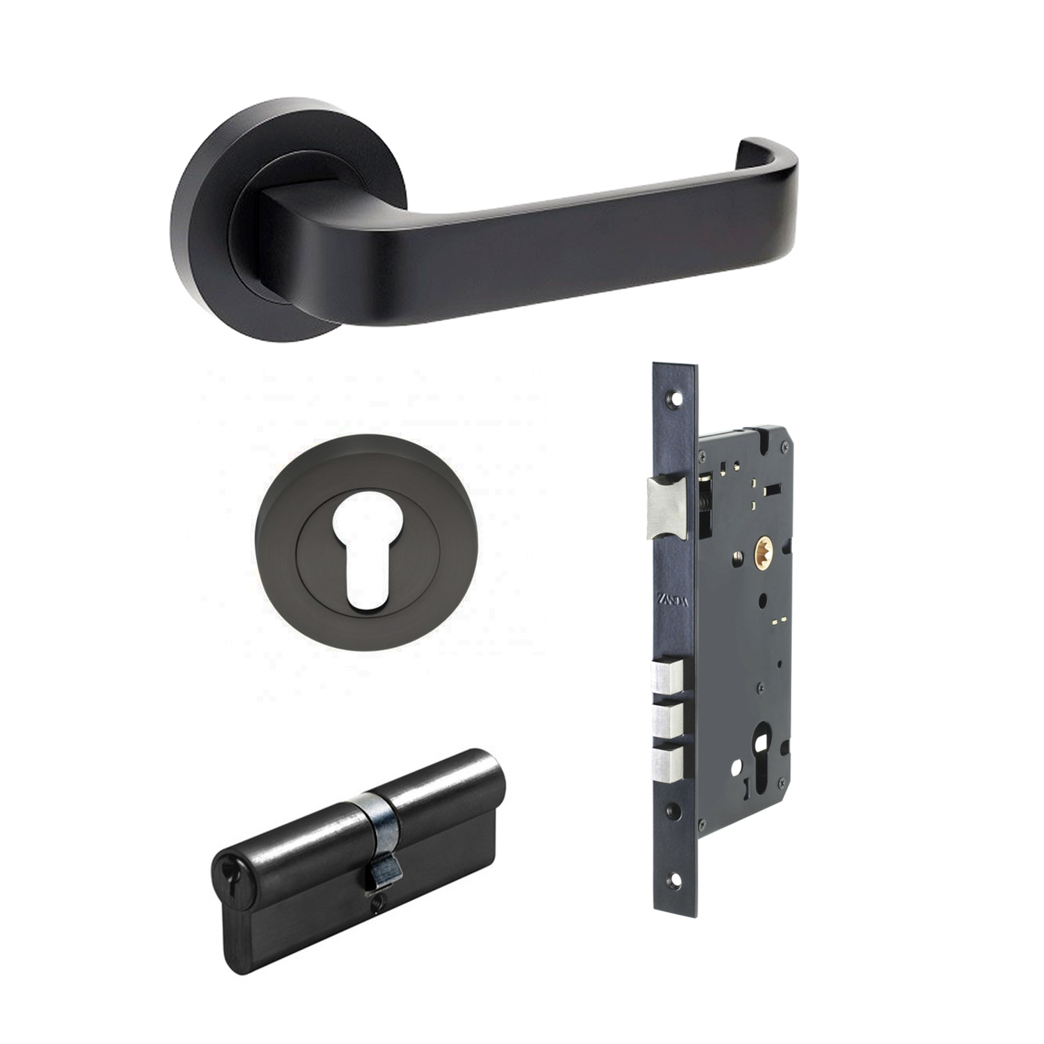 Zanda Streamline Lever Handle Entrance Set 70mm (Key/Key) Matt Black ...