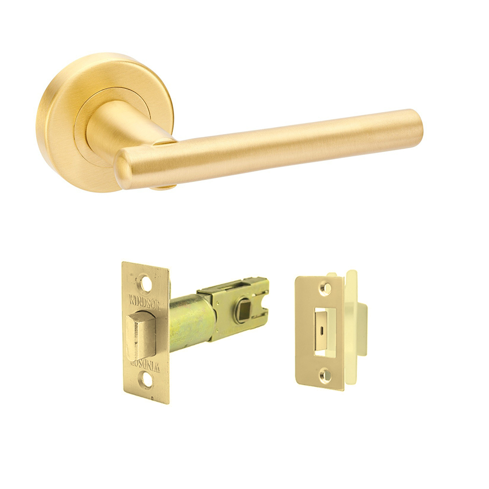 Zanda Avante Rose Door Handle Lever Passage Set Satin Brass 8137.SB