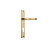 Iver Verona Lever Handle on Rectangular Backplate Euro Polished Brass 10206E85