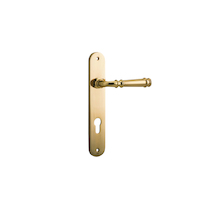 Iver Verona Door Lever Handle on Oval Backplate Euro Polished Brass 10230E85