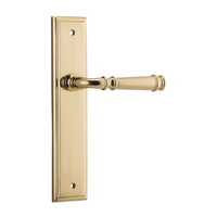 Iver Verona Door Lever Handle on Stepped Backplate Passage Polished Brass 10242