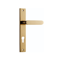 Iver Bronte Door Lever Handle on Rectangular Backplate Entrance Polished Brass 10248E85