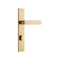 Iver Bronte Door Lever Handle on Rectangular Backplate Privacy Polished Brass 10248P85