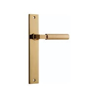 Iver Berlin Door Lever Handle on Rectangular Backplate Passage Polished Brass 10250