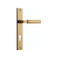 Iver Berlin Door Lever Handle on Rectangular Backplate Entrance Polished Brass 10250E85