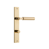 Iver Berlin Door Lever Handle on Rectangular Backplate Privacy Polished Brass 10250P85