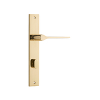 Iver Como Door Lever Handle on Rectangular Backplate Privacy Polished Brass 10254P85