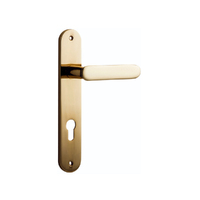 Iver Bronte Door Lever Handle on Oval Backplate Entrance Polished Brass 10264E85