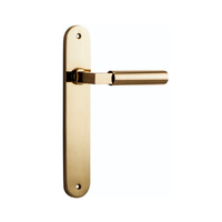 Iver Berlin Door Lever Handle on Oval Backplate Passage Polished Brass 10266