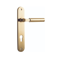 Iver Berlin Door Lever Handle on Oval Backplate Euro Polished Brass 10266E85