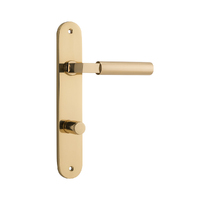 Iver Berlin Door Lever Handle on Oval Backplate Privacy Polished Brass 10266P85