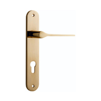 Iver Como Door Lever Handle on Oval Backplate Euro Polished Brass 10270E85