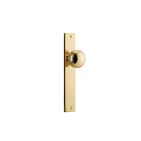 Iver Paddington Door Knob on Rectangular Backplate Passage Polished Brass 10320