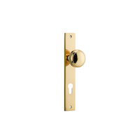 Iver Paddington Door Knob on Rectangular Backplate Euro Polished Brass 10320E85