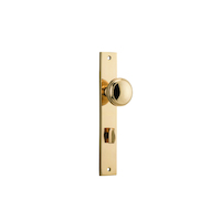 Iver Paddington Door Knob on Rectangular Backplate Privacy Polished Brass 10320P85