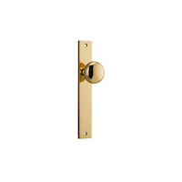 Iver Cambridge Door Knob on Rectangular Backplate Passage Polished Brass 10322