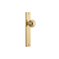 Iver Guildford Door Knob on Rectangular Backplate Passage Polished Brass 10324