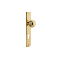 Iver Guildford Door Knob on Rectangular Backplate Euro Polished Brass 10324E85