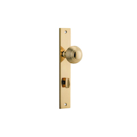 Iver Guildford Door Knob on Rectangular Backplate Privacy Polished Brass 10324P85